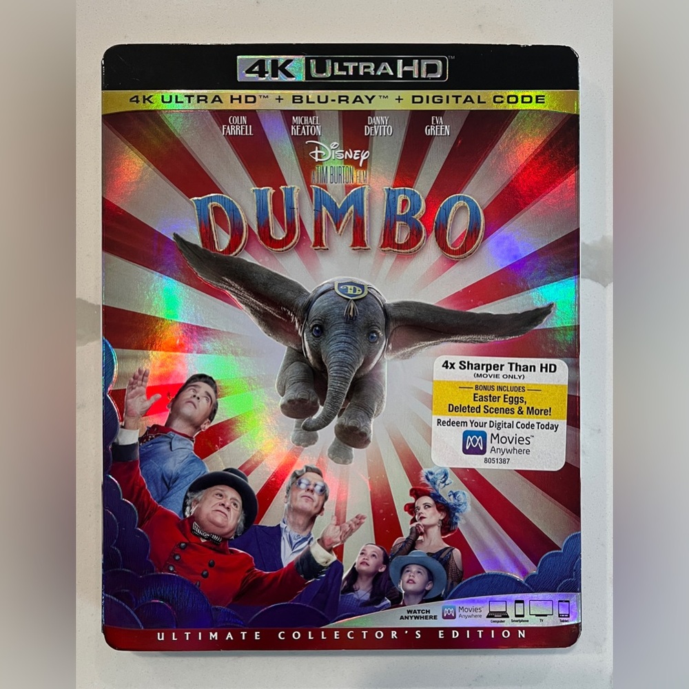 Disney Dumbo 4K Ultra HD Blu-Ray Slipcover (No Code) Tim Burton 2019